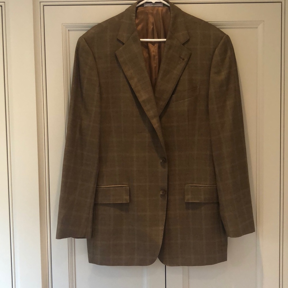 Joseph Abboud light brown plaid sportcoat size 42R